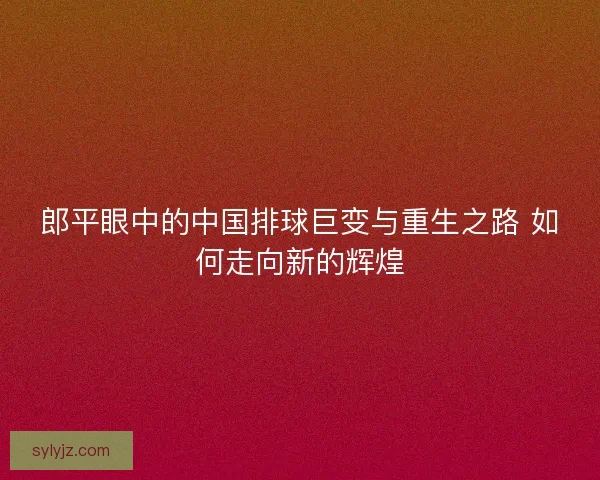 郎平眼中的中国排球巨变与重生之路 如何走向新的辉煌